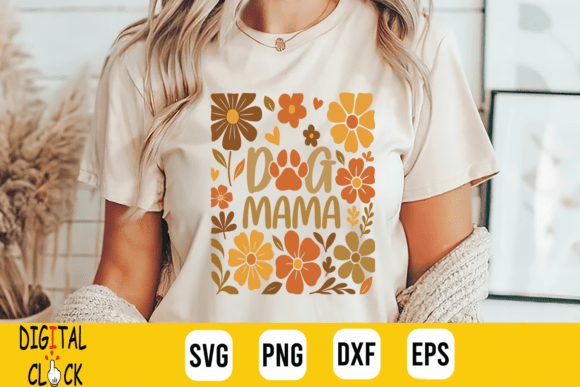 Abstract Boho Dog Mama Floral Graphics for Crafts