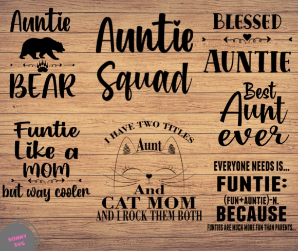 Auntie SVG Bundle: A Playful Graphic Design Asset for Crafts and Branding