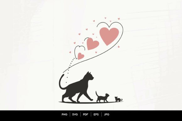 Cat Mom Love Line Art: A Versatile Graphic Design Asset for Crafts and Branding
