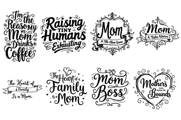 Elegant Mom Quotes Typography Bundle for Graphics and Crafts
