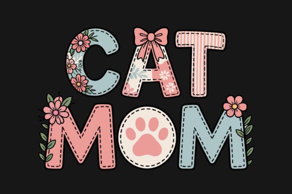 Floral Patchwork Cat Mom Design – A Versatile Graphic for Crafts and Graphics
