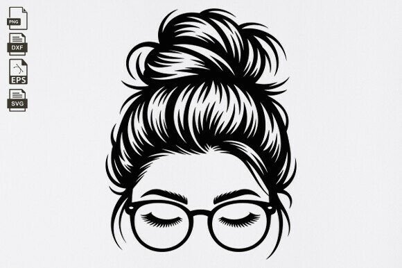 Messy Bun Women Face Hair Vector for Crafts and Graphics