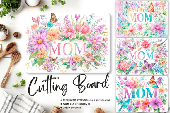 MOM Flower Cutting Board: A Graphics Asset for Crafts and Content Creators