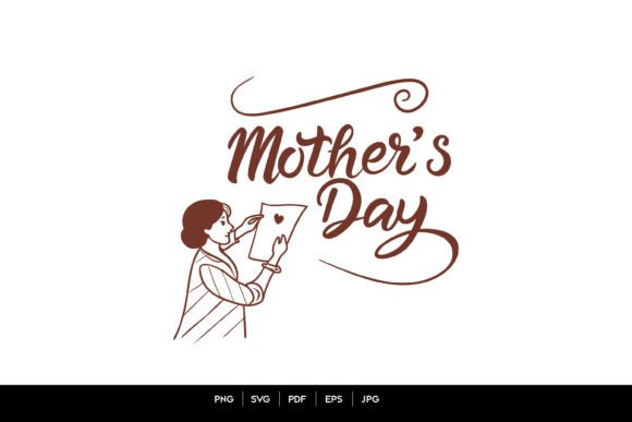 Mother’s Day – Mom Reading Love Letter: A Powerful Graphic Design Asset for Crafts and Branding