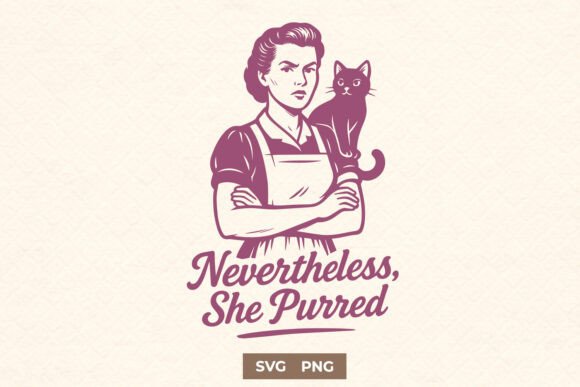 Nevertheless She Purred Retro SVG PNG Review