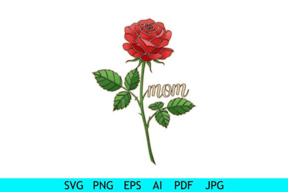 Red Rose Mom Floral Design: A Versatile Graphic for Crafts and Branding