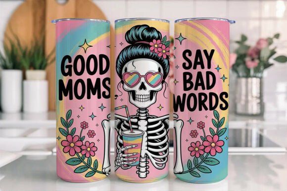 Sassy Skeleton Mom 20oz Tumbler Wrap: A Bold Graphic Design Asset for Crafts and Creative Brands