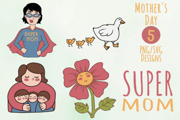 Super Mom Icons: A Heartfelt Graphic Design Asset for Crafts and Gifting