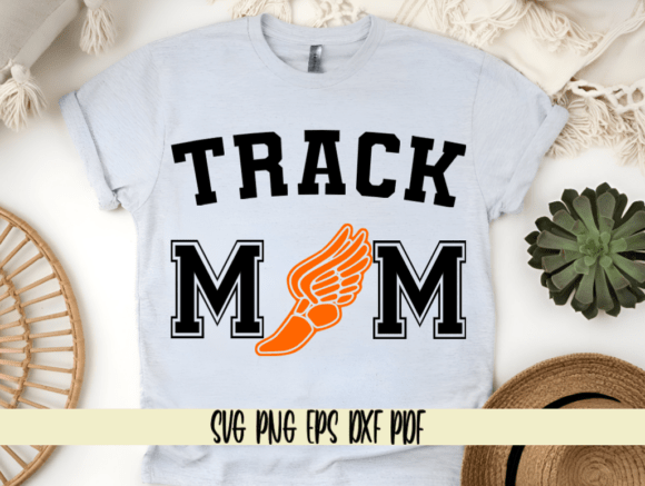 Track Mom Varsity Font with Winged Shoe – A Graphic Design Asset for Crafts and Merch