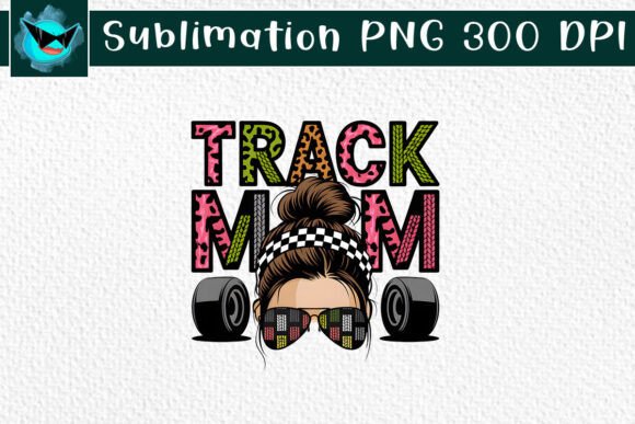 Track Mom with Messy Bun PNG for Crafts and Graphics